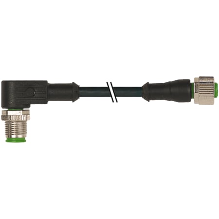 M12 Male 90° / M12 Female 0°, PUR 5x0.34 Bk UL/CSA 0.3m